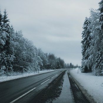 Snowy road, trail for the Frozen Foot Run.